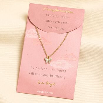 Butterfly Pendant Carded Necklace In Gold Or Silver, 2 of 4