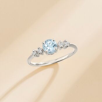 Sky Blue Topaz Five Stone Ring In Sterling Silver And Gold, 3 of 12