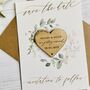 Floral Wreath Gold Script Save The Date Magnet Card, thumbnail 4 of 4