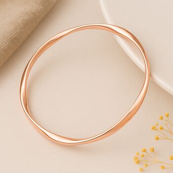 Rose Gold Plated Sterling Silver Soft Twist Bangle Bracelet, 2 of 6