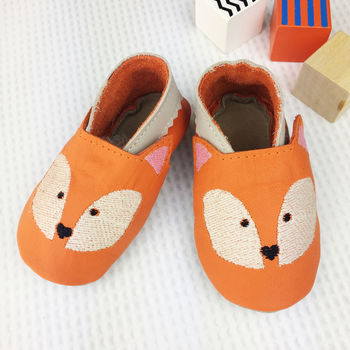 Personalised Embroidered Fox Baby Shoes, 6 of 9