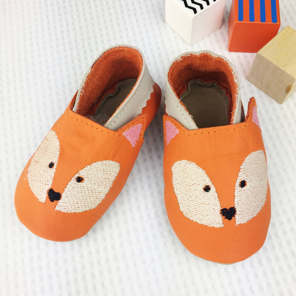 Personalised Embroidered Fox Baby Shoes 