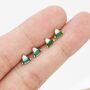 Emerald Green Baguette And Round Cz Stud Earrings, thumbnail 2 of 12