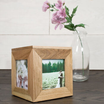 Personalised Oak Wedding Photo Cube Keepsake Box, 4 of 4