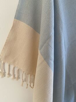 Herringbone Design Pale Blue Sofa Throw, 7 of 10