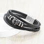 Personalised Men's Stacked Leather Skull Bracelet, thumbnail 1 of 10