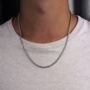 Men's Silver Matte Cuban Chain Necklace 3mm, thumbnail 6 of 10