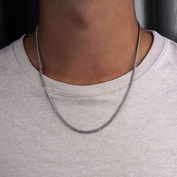 Men's Silver Matte Cuban Chain Necklace 3mm, 6 of 10