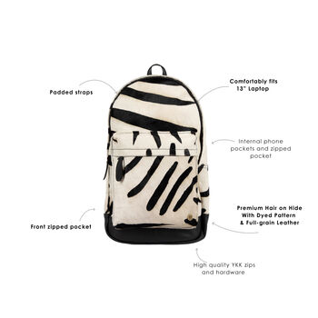 Classic Leather Backpack In Zebra Print Pony Hair, 4 of 9