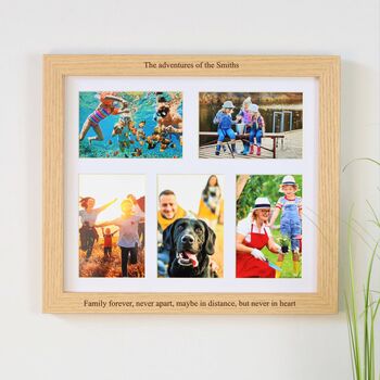 Personalised Multi Aperture Photo Frame In Solid Oak, 4 of 7