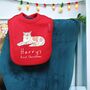 Personalised Nordic Snow Cat First Christmas Bib, thumbnail 1 of 7
