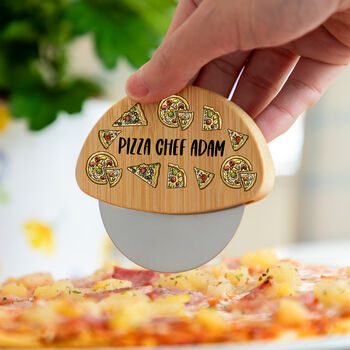 Personalised Pizza Cutter Bamboo, 2 of 5