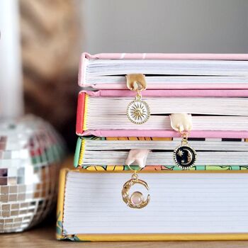 Gold Leaf Charm Bookmark With Personalised Initial Charm And Customised Ribbon Colour, 3 of 7