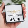 Birthday Bracelet For Mum – Sterling Silver Double Heart Charm, Personalised With Birthstone And Initial Disc, Gift From Daughter Or Son, thumbnail 1 of 7