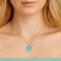 Personalised Silver Turquoise Heart Pendant With Cz Halo, thumbnail 2 of 7