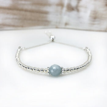 Silver Aquamarine Gemstone March Birthstone Bracelet, 4 of 10