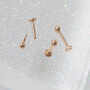 14 Carat Solid Gold Sphere Labret Stud Earring, thumbnail 3 of 7