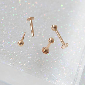 14 Carat Solid Gold Sphere Labret Stud Earring, 3 of 7