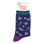 Outer Space Shooting Stars Planets Bamboo Ankle Socks Women's Navy Purple, thumbnail 4 of 4