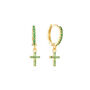 Camilla Green Gold Cross Huggie Earrings, thumbnail 1 of 2