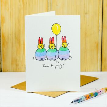 Personalised 'Bunny Birthday' Handmade Card, 6 of 6