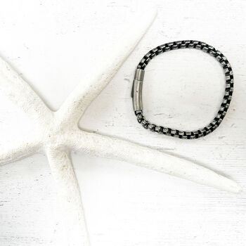 Grey Black Silver Titanium Steel Bracelet Gift For Him, 5 of 5