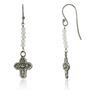 Wdts Tiny Cross And Moonstone Drop Earrings, thumbnail 2 of 3