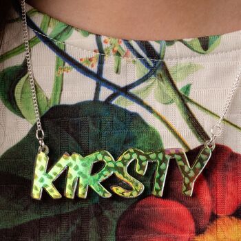 Personalised Iridescent Watermelon Name Necklace, 2 of 4