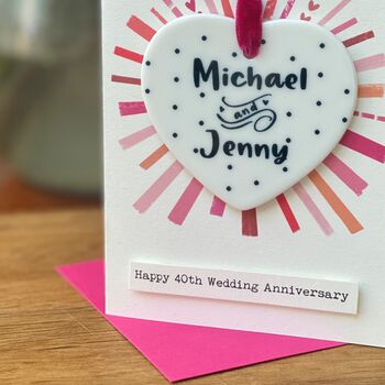 Ruby Wedding Anniversary Heart Decoration And Card, 4 of 4