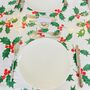 Luxury Christmas Holly Tablecloth ~ Linen Feel Paper, thumbnail 7 of 8