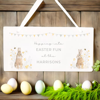 Personalised Spring Bunny Wooden Sign, 2 of 5