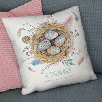 Personalised 'Family Nest' Cushion With Names, 2 of 8