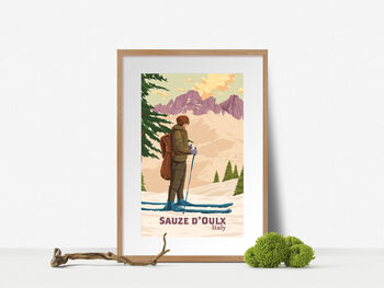 Sauze D'oulx Ski Resort Italy Travel Poster Art Print, 4 of 8