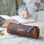Personalised Buffalo Leather Round Pencil Case, thumbnail 1 of 9