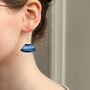 Indigo Blue Navy Enamel Wave Earrings, thumbnail 3 of 6