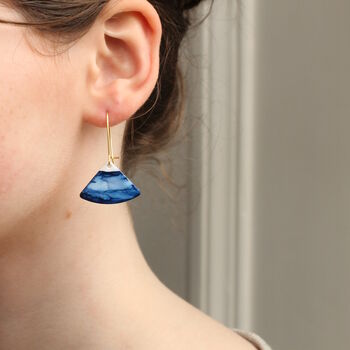 Indigo Blue Navy Enamel Wave Earrings, 3 of 6