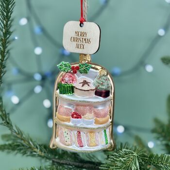Personalised Festive Afternoon Tea Shaped Bauble, 2 of 5