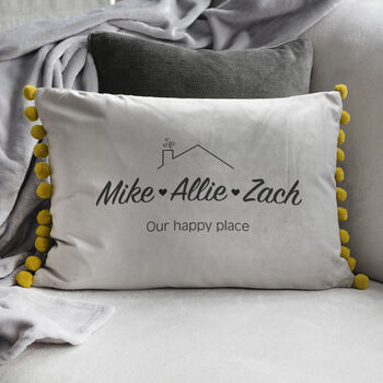 Personalised Happy Place Family Velvet Cushion, 5 of 11