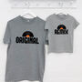 Original And Remix Adult And Child T Shirts On Grey, thumbnail 1 of 2