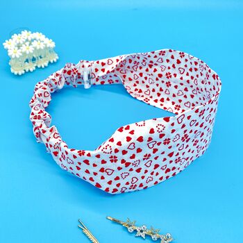 Romantic Red Hearts Hair Scrunchie And Headband Set, 3 of 5