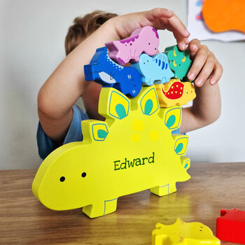 Personalised Name Wooden Stacking Dinosaur Toy, 6 of 7