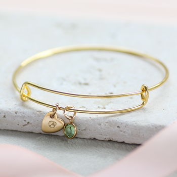 Personalised Heart Of Gold Birthstone Bangle, 5 of 11