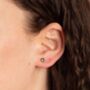 Mini 9ct Gold March Birthstone Stud Earrings, thumbnail 2 of 7