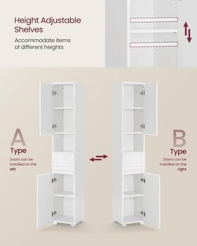 Tall Bathroom Cabinet Narrow Cupboard Storage Unit, 5 of 10
