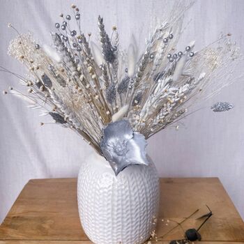 Christmas Dried Flowers In White And Silver, 4 of 4