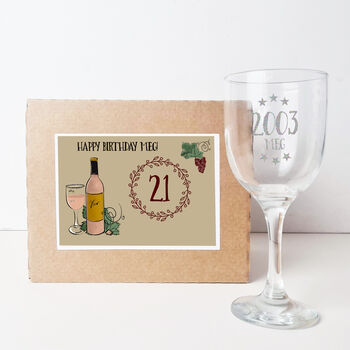 Personalised 21st Birthday Engraved Wine Glass Gift, 3 of 9