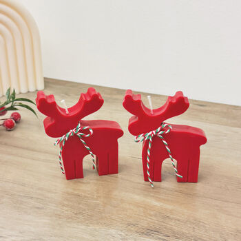 Rudolph Red Reindeer Candle Christmas Decoration, 3 of 10