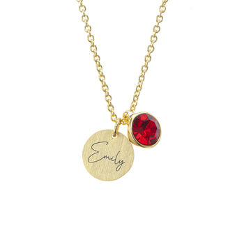 Personalised Gold Plated Birth Crystal Disc Necklace, 6 of 12
