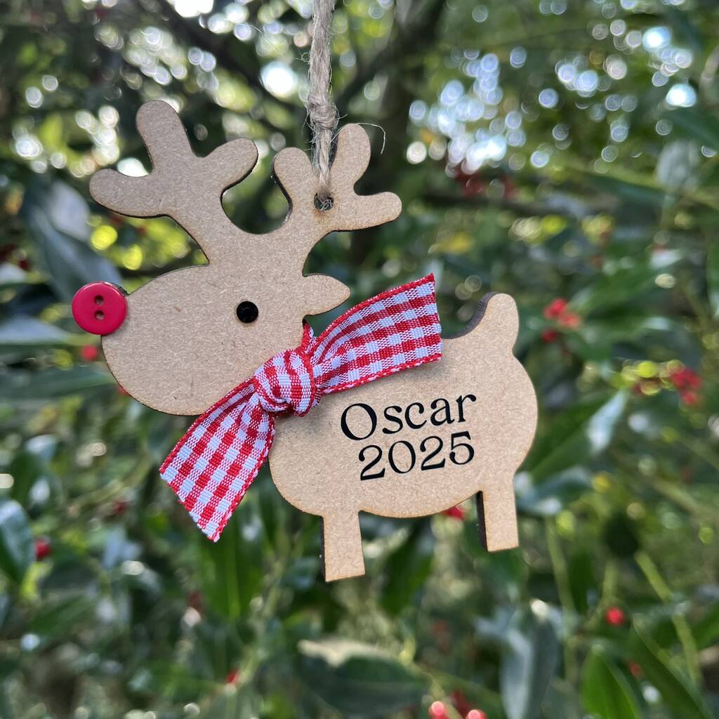 Personalised 2025 Christmas Rudolph Reindeer Bauble, 1 of 3