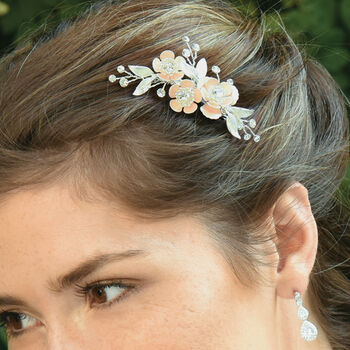 Silver Plated Dainty Floral Hair Bridal Clip, 4 of 7